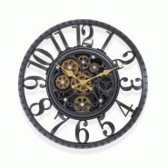 IvoQ Horloge Murale Industrielle avec Engrenages Mobiles – Look Vintage Robuste – Rétro – Parfait pour Salon, Bureau et Chambre – Véritable