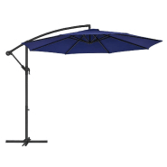 Parasol de jardin dÉcentrÉ de diamÈtre 3 m avec socle ombrelle avec manivelle d’ouverture et de fermeture protection upf 50+ jardin terrasse piscine plage bleu marine 12_0001765