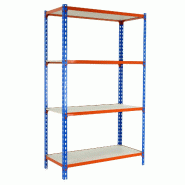 SimonRack Étagère Rangement 1500x1000x300 mm, 4 niveaux, plateaux en bois, charge 150 kg par niveau, Bleu/Orange - Maderclick - métal 8435104960950