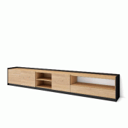 SKRAUT HOME Meuble TV, Banc Télé, 310x50x37 cm, Pour les TV jusqu'à 80", Meubles de salon, Chêne et noir - beige Bois manufacturé 687_13