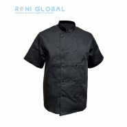 Veste de cuisine manches courtes noir - coton/polyester - PBV Ref:17BPN_0