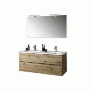 AQA Design Composition de la salle de bain en mélamine double baignoire ORIZON chêne L.121 P.46,5 H.190 MPOR40-QUE - marron Bois manufacturé MPOR40