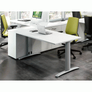 Bureau d'angle individuel Okly Jéo - plateau en bois mélaminé - pieds en T - plusieurs finitions Bureau d'angle individuel Okly Jéo - plateau en bois mélaminé - pieds en T - plusieurs finitions
