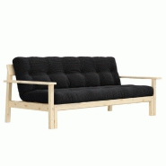 CANAPÉ CONVERTIBLE FUTON UNWIND PIN NATUREL COLORIS CHARBON 130 X 190 CM.