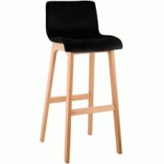 CLP Tabouret de bar Hover velours piètement 4 pieds Natura Noir - noir textile 326998 CLP Tabouret de bar Hover velours piètement 4 pieds Natura Noir - noir textile 326998