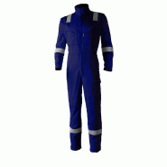 Combinaison - 98% Coton/2% Fibre antistatique 220g/m2 + Bandes - Marine - Référence : 8MASCN Combinaison - 98% Coton/2% Fibre antistatique 220g/m2 + Bandes - Marine - Référence : 8MASCN