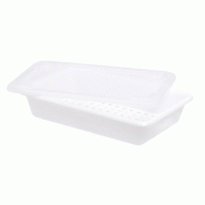 GILAC Bac plat HACCP avec grille + couvercle - 2 L - Blanc G190012 - blanc 3573678700970