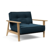 INNOVATION LIVING  FAUTEUIL DESIGN SPLITBACK FREJ ARGUS NAVY BLUE CONVERTIBLE LIT 90*115 CM ACCOUDOIRS CHÊNE CLAIR