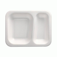 Papstar 600 barquettes à sceller, XPS, 2 compartiments, 725 ml, 18,5 x 23,5 cm blanc Barquettes à menu - blanc plastique 88784