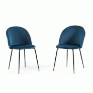 RATTATAN Lot de 2 chaises en velours avec pieds en métal, design élégant pour cuisine, salle à manger, bar ou restaurant – Sara – Bleu/Gris fo RATTATAN Lot de 2 chaises en velours avec pieds en métal, design élégant pour cuisine, salle à manger, bar ou restaurant – Sara – Bleu/Gris fo