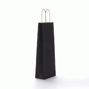 Sac 1 bouteille noir - poignées torsadées - 14x8.5x39.5 cm - par 50