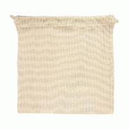 Sac filet réutilisable coton 33x33cm beige - par 25
