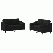 VidaXL Ensemble de canapés 2 pcs avec coussins noir tissu Modèle Helios Terrasse - 3201822