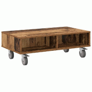 VidaXL Table d'appoint avec roues Bois ancien 90 x 50 x 30 cm Modèle Flex Panorama Sud - 891022