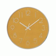 Atmosphera Pendule murale silencieuse contour Argent D 30 cm - jaune 3560234629295 Atmosphera Pendule murale silencieuse contour Argent D 30 cm - jaune 3560234629295