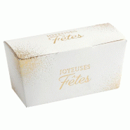 Ballotin "Joyeuses Fêtes" blanc et or 375g 13,6x7,4x6cm - par 25