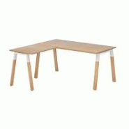 Bureau d'angle avec retour simple L 160 x P 160 piètement métal et bois, plateau chêne clair - Arch Bureau d'angle avec retour simple L 160 x P 160 piètement métal et bois, plateau chêne clair - Arch