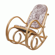 Décoshop26 - Fauteuil à bascule rocking chair en bois clair et tissu fleur marron FAB04023 - marron Bois massif 3000665769608