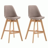 Décoshop26 - Lot de 2 tabouret de bar chaise haute design moderne en tissu taupe 10_0001297 - 3000684069604