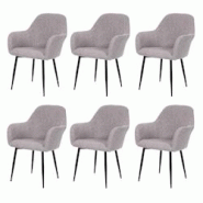 Décoshop26 - Lot de 6 chaises de salle à manger design rétro en tissu gris pieds en métal noirs 04_0007687 - gris 3000262242351 Décoshop26 - Lot de 6 chaises de salle à manger design rétro en tissu gris pieds en métal noirs 04_0007687 - gris 3000262242351
