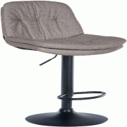 Décoshop26 - Tabouret chaise haute x1 pour cuisine et bar à assise moelleuse en tissu gris cadre en métal noir 10_0005688 - gris métal 3000265158321
