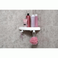 Etagère de bain / douche d'angle bouton poussoir, blanche, snap up shelf