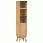 Helloshop26 - Armoire de salle de bain moderne rangement vertical 35 x 30 x 159 cm en bois de pin massif marron 02_0058496 - 3000240623202