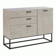 Helloshop26 - Buffet commode meuble de rangement 75 x 100 x 35 cm salon entré chambre effet béton gris clair 03_0009031 - gris 3000224476367
