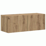 Helloshop26 - Lot de 2 meubles TV muraux modernes avec 2 étagères pratiques 60 x 31 x 29.5 cm en bois d'ingénierie chêne artisan 02_0054886 - Bois