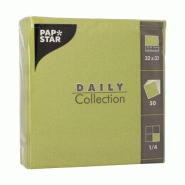 Serviettes "DAILY Collection" pliage ¼ 32 x 32 cm vert olive (700 unités) PAPSTAR - vert papier 37367 Serviettes "DAILY Collection" pliage ¼ 32 x 32 cm vert olive (700 unités) PAPSTAR - vert papier 37367