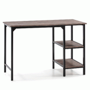 VS Venta-stock Bureau Colón Noir,Table pour PC, 2 Rayons, Style Industriel, 110 cm Longueur - noir Bois manufacturé I20057