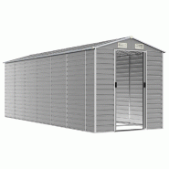 Abri de jardin gris clair 191 x 555 x 198 cm en acier galvanisé Modèle AbriElement 96 - 8720845894481