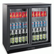 Arrière bar noir professionnel réfrigérée 2 portes coulissantes vit... - P7527.0020