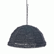 Bazar Bizar Suspension en bois et fer 48x48 cm noir - BABL026B