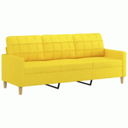 Canapé à 3 places Jaune clair 180 cm Tissu Modèle Cermorix - 359104