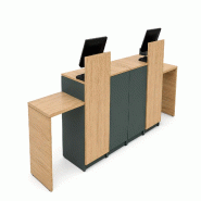 Comptoir caisse 2 postes avec dosseret + double arche PMR (livré monté) - vert Bois manufacturé 1041