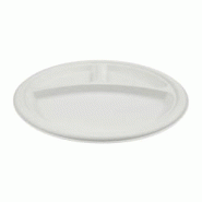 CROKUS Assiettes canne à sucre, 3 compartiments, sans PFAS ø 26 cm (500 unités) - blanc Bagasse C123733 CROKUS Assiettes canne à sucre, 3 compartiments, sans PFAS ø 26 cm (500 unités) - blanc Bagasse C123733