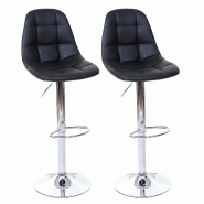 Décoshop26 - 2x tabourets de bar comptoir chaise haute en synthétique noir base et cadre en acier chromé 04_0000107 - noir 3000251108989