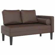 Décoshop26 - Méridienne chaise longue caanapé pour intérieur avec coussins en PVC brun DEC026085 - 3000255611676