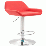Décoshop26 - Tabouret de bar moderne et confortable en synthétique rouge pieds trompette en métal chromé TDB10312 - rouge métal 3000529069608