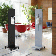 Borne de distribution de gel intelligente Distributeur gel de sol sans contact h 150 cm noir mat - réf : 490726n - Réservoir de stockage 1 litre remplissable Borne de distribution de gel intelligente Distributeur gel de sol sans contact h 150 cm noir mat - réf : 490726n - Réservoir de stockage 1 litre remplissable