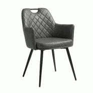 Fauteuil de restaurant varna en métal et simili cuir - tigaone - gris 3701680320705