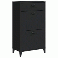Helloshop26 - Armoire à chaussures range chaussures rangement meuble entrée couloir salon bois d'ingénierie noir 02_0022122 - noir Bois massif 3000