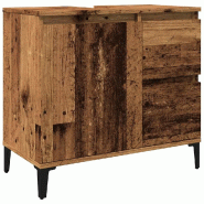Helloshop26 - Armoire lavabo design pratique salle de bain 65 x 33 x 60 cm finition mate en bois d'ingénierie vieux bois 02_0051049 - métal 30002367