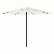 Helloshop26 - Parasol de jardin avec mât en acier protection UV pluie 388 x 388 x 248 cm design moderne en polyester blanc 02_0056411 - blanc acier 3