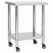 Helloshop26 - Table de travail de cuisine avec roues 80 x 45 x 85 cm acier inoxydable 02_0001916 - 3000090031530 Helloshop26 - Table de travail de cuisine avec roues 80 x 45 x 85 cm acier inoxydable 02_0001916 - 3000090031530