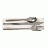 Kit couverts 4 en 1 (couteau,fourchette,cuillère,serviette) inox 19.5cm - par 2