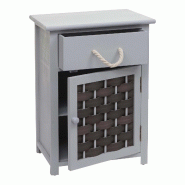 Mendler Commode HWC-K83, armoire à tiroirs, bois 55x39,5x28,5cm ~ gris, poly rotin gris foncé - gris Bois massif 97638