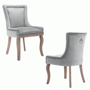 Merax Luxueuse Chaise de Salle à Manger (Chaise de Cuisine, Chaise de Salon, 2 pièces), Chaise rembourrée, Pieds en Bois Massif, Housse en Velours,