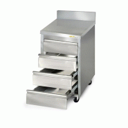 Meuble inox 4 tiroirs 500 x 600 mm adossée sur roulettes / GOLDINOX - gris inox 3701770820672